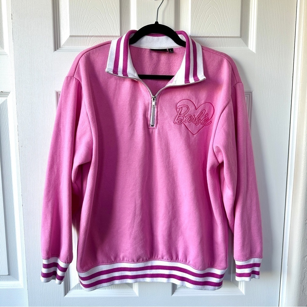 Barbie Three Quarter Zip Sweatshirt, Size L - Picture 1 of 7